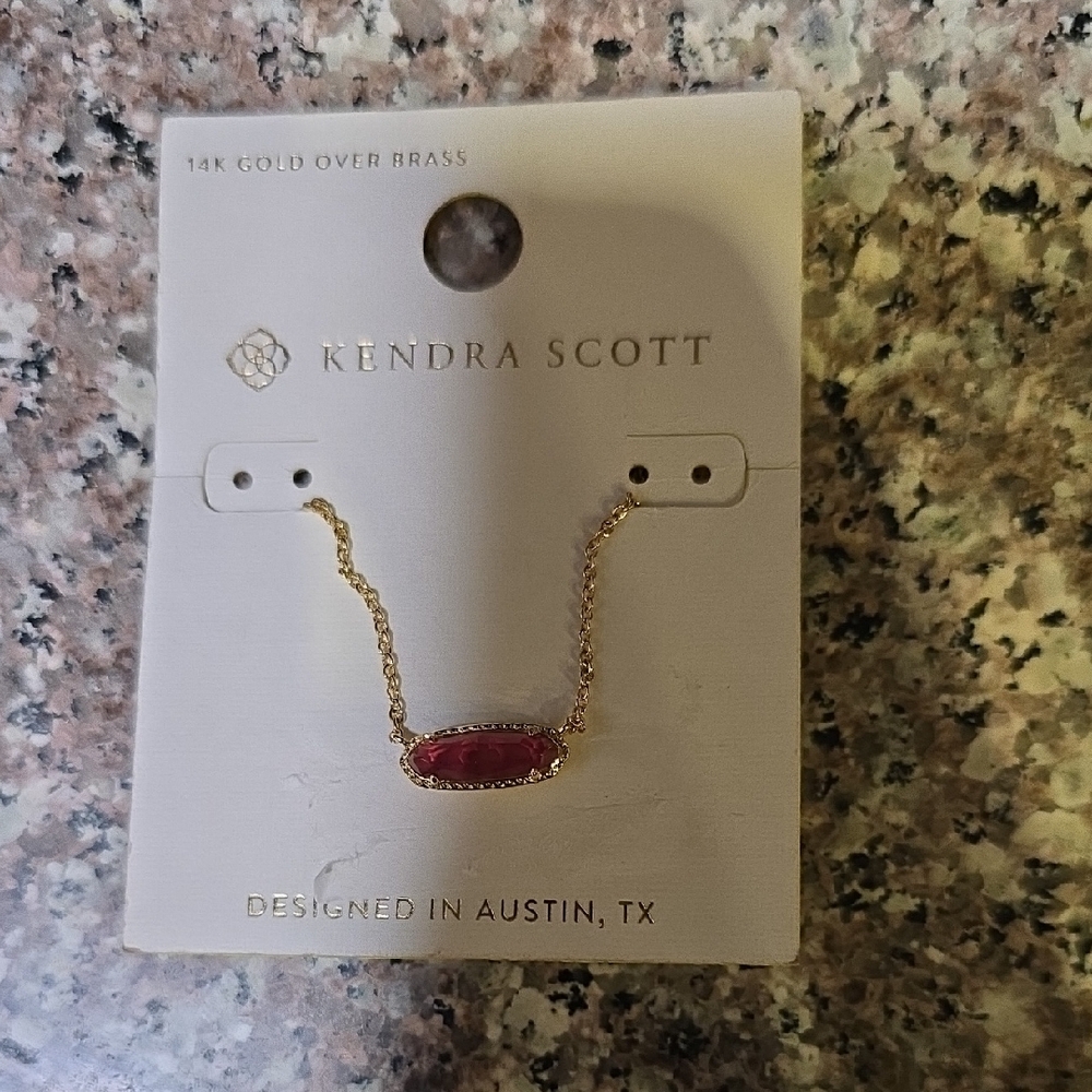 Kendra Scott Gold Necklace with Deep Pink Pendant - Picture 2 of 3
